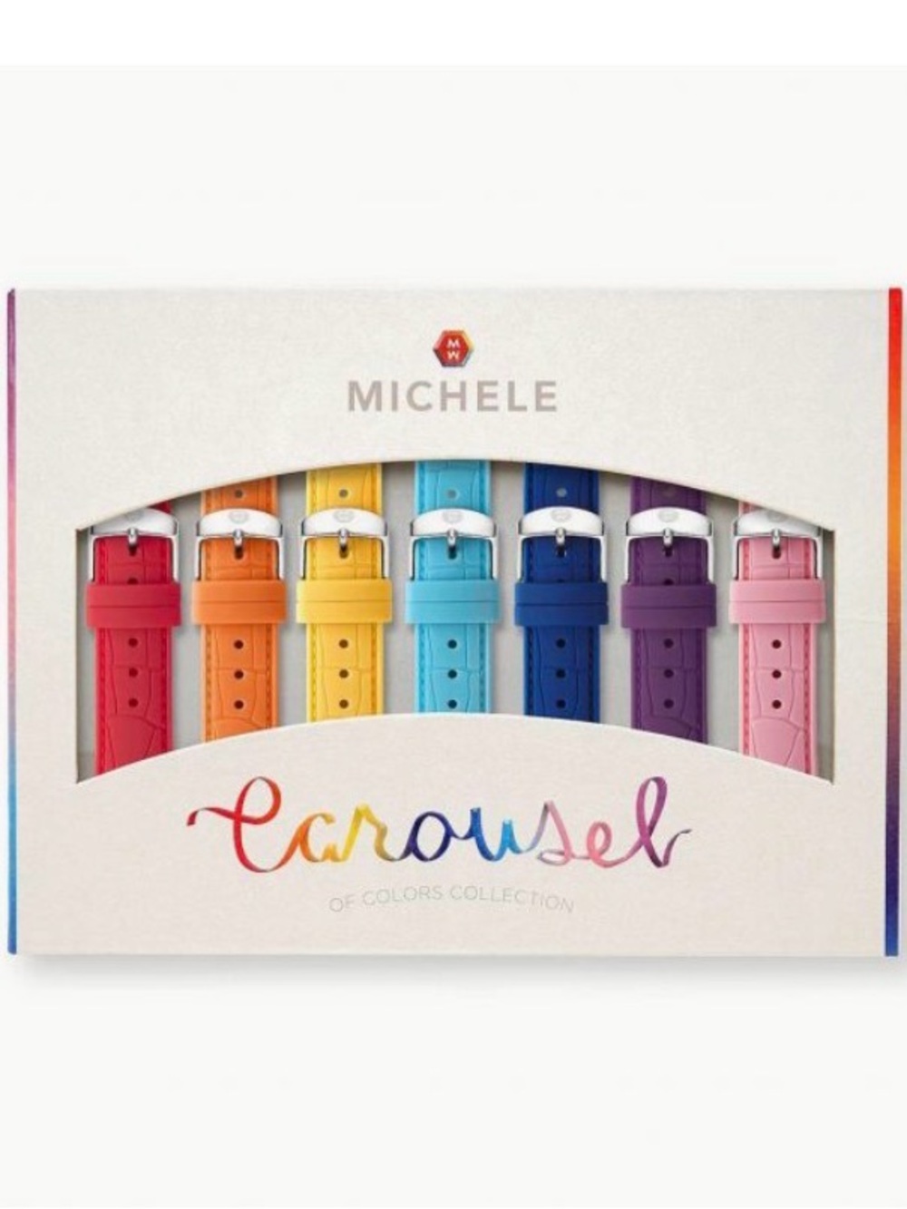 MICHELE Carousel Rainbow Watch Strap Set - Multicolor Silicone Bands 16mm